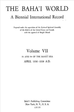 Bahá'í World 1936-1938