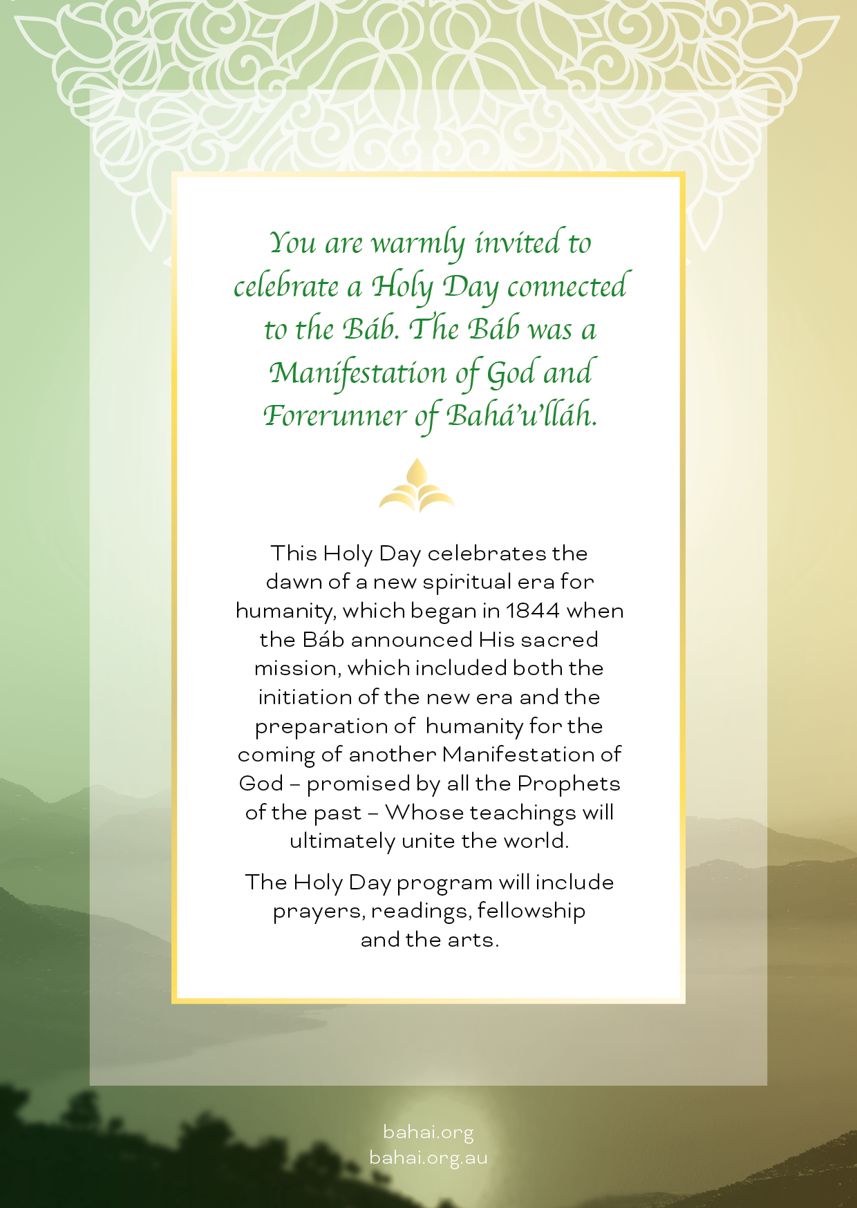 Holy Day Cards — Declaration of the Báb