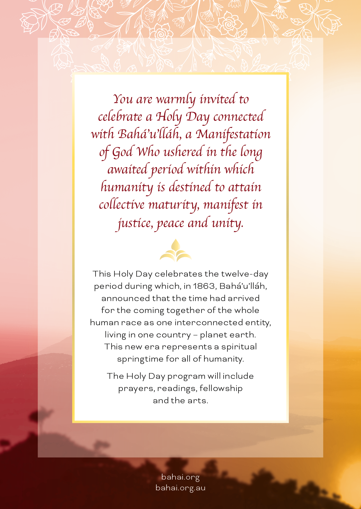 Holy Day Cards — Festival of Ridván